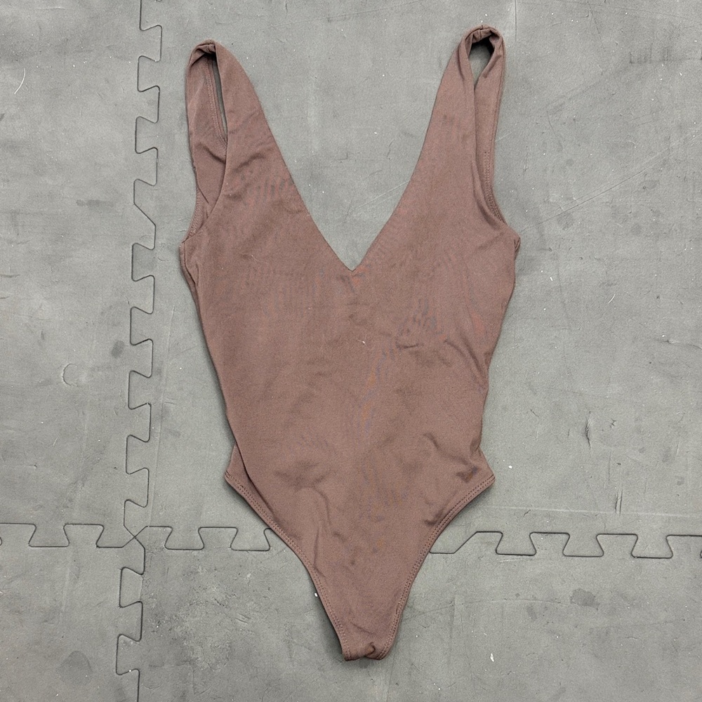 Babaton Chocolate V-Neck Body Suit